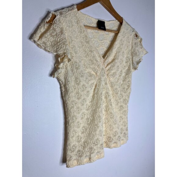 Vintage J.T.B. Lace Blouse Cap Sleeves Y2k Lace Fairy Grunge Whimsigoth Small - Picture 2 of 13